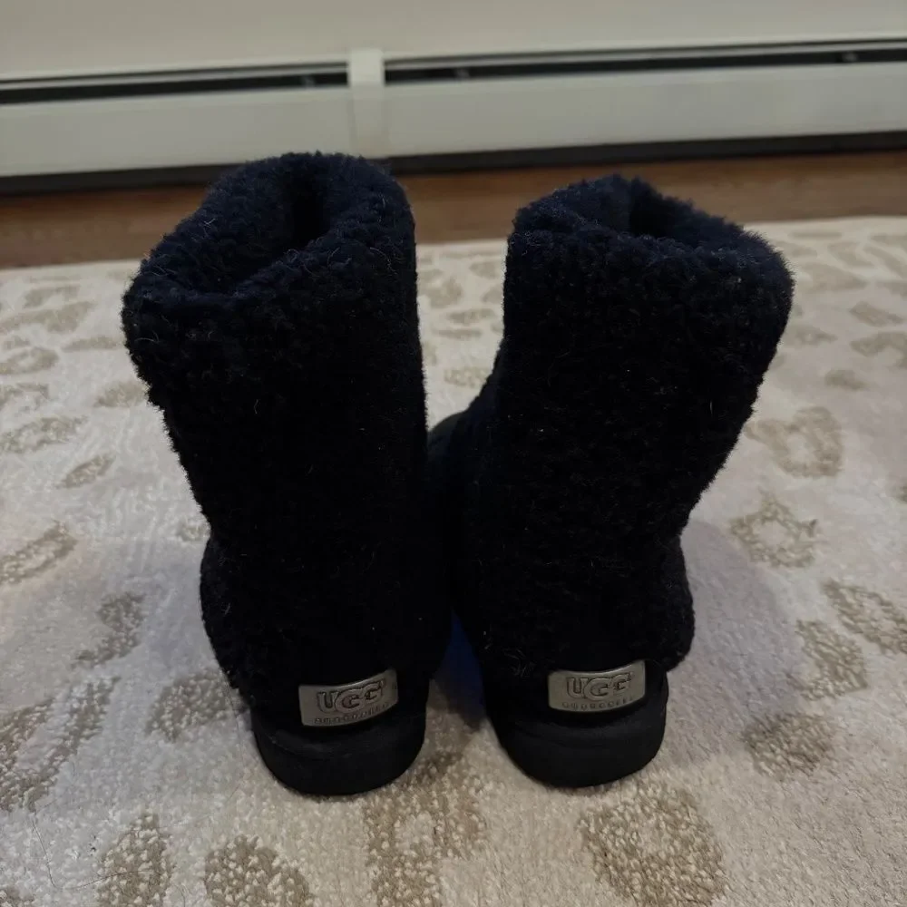 UGG Black Shearling Sheepskin Cuff Boots